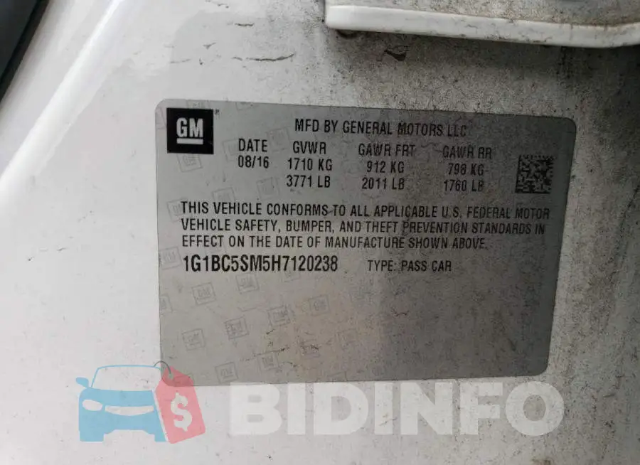 1G1BC5SM5H7120238 Photo# 12