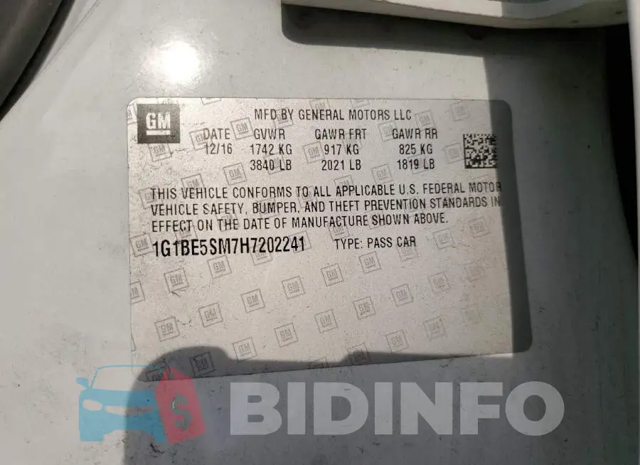 1G1BE5SM7H7202241 Photo# 13