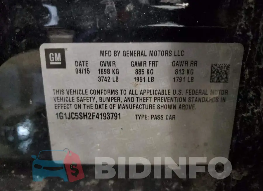 1G1JC5SH2F4193791 Photo# 12