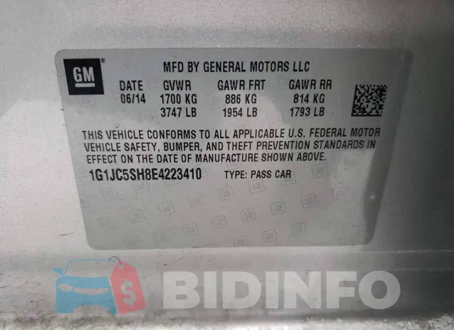 1G1JC5SH8E4223410 Photo# 13