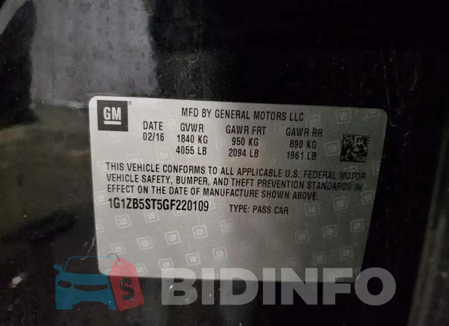 1G1ZB5ST5GF220109 Photo# 12