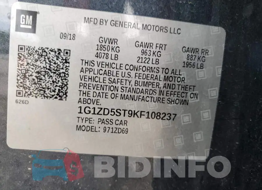 1G1ZD5ST9KF108237 Photo# 12