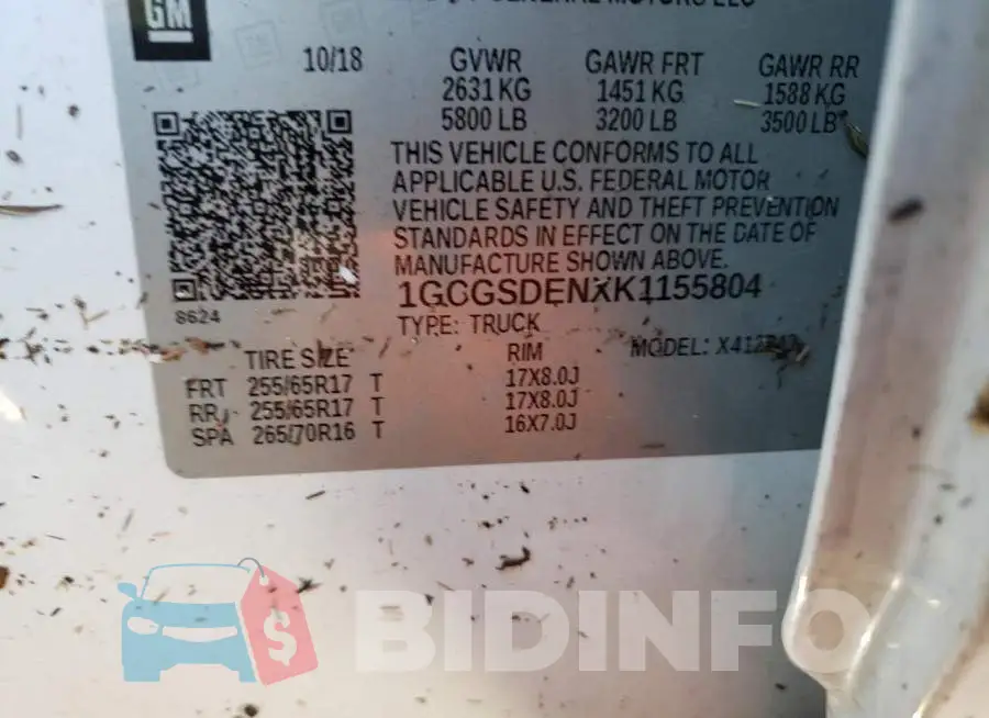 1GCGSDENXK1155804 Photo# 10