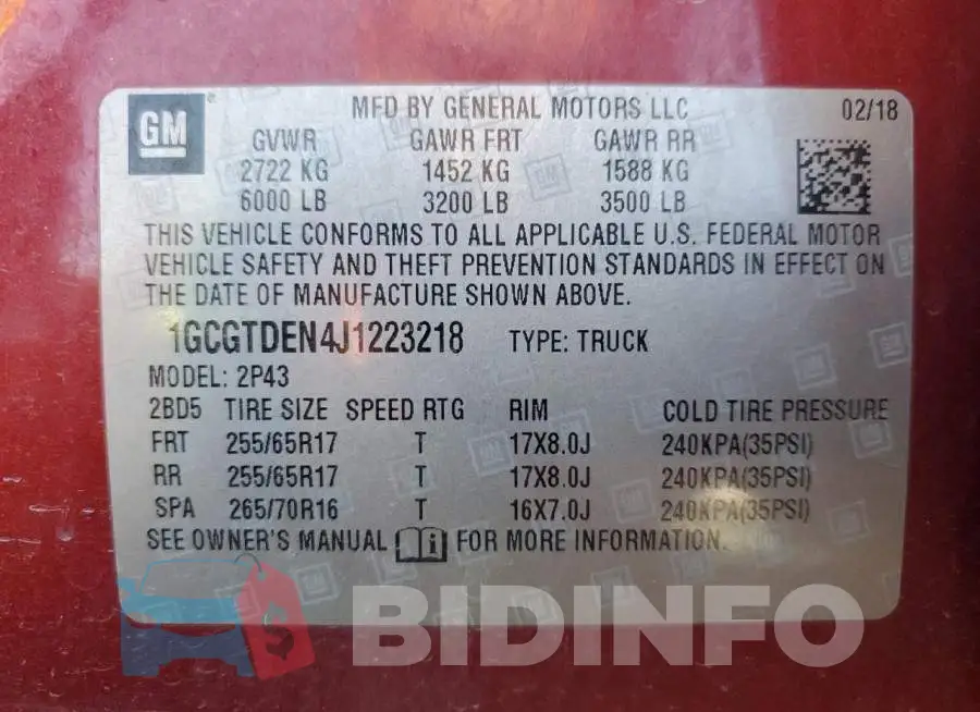 1GCGTDEN4J1223218 Photo# 12