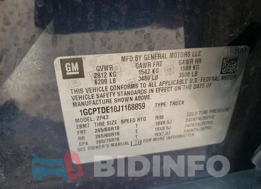 1GCPTDE10J1168859 Photo# 10