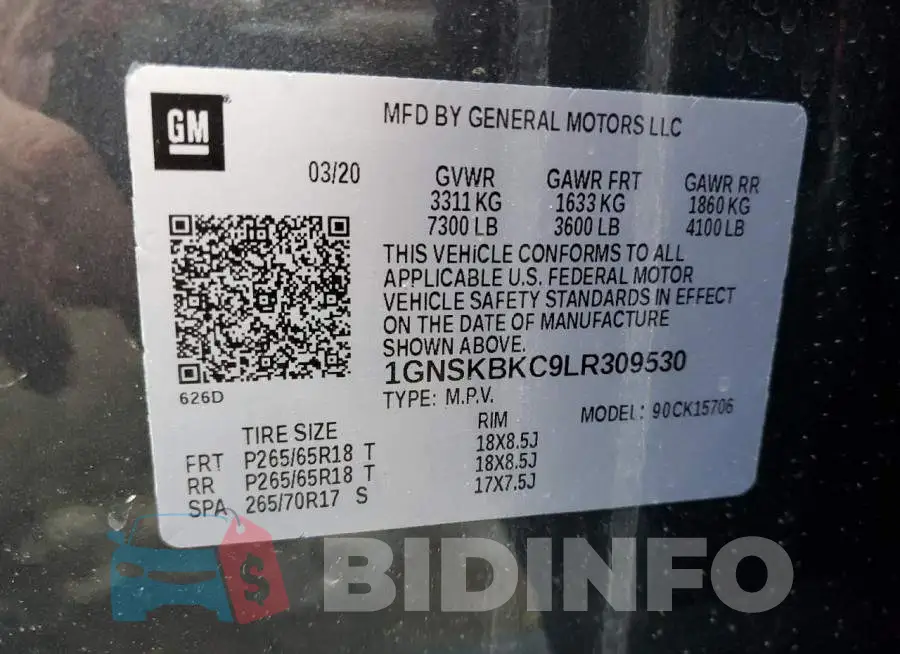1GNSKBKC9LR309530 Photo# 13