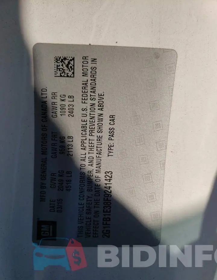 2G1FB1E38F9241423 Photo# 10