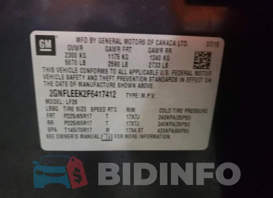 2GNFLEEK2F6417412 Photo# 12