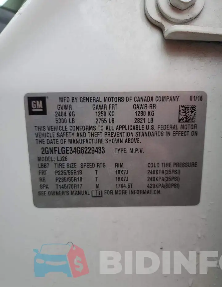 2GNFLGE34G6229433 Photo# 13