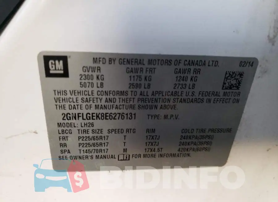 2GNFLGEK8E6276131 Photo# 13