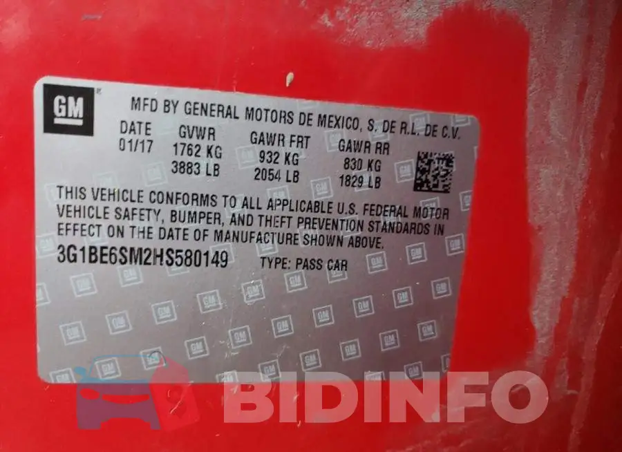 3G1BE6SM2HS580149 Photo# 12