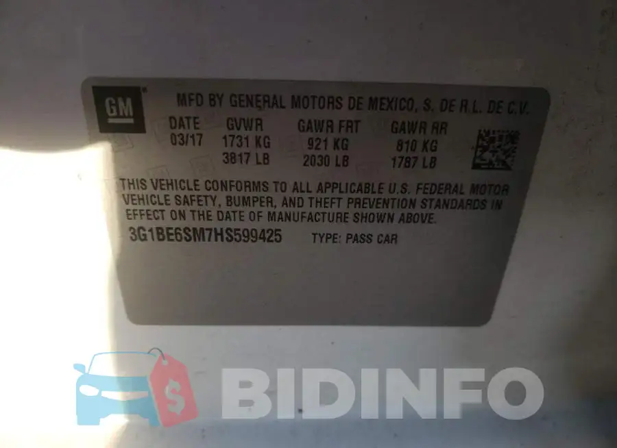 3G1BE6SM7HS599425 Photo# 10