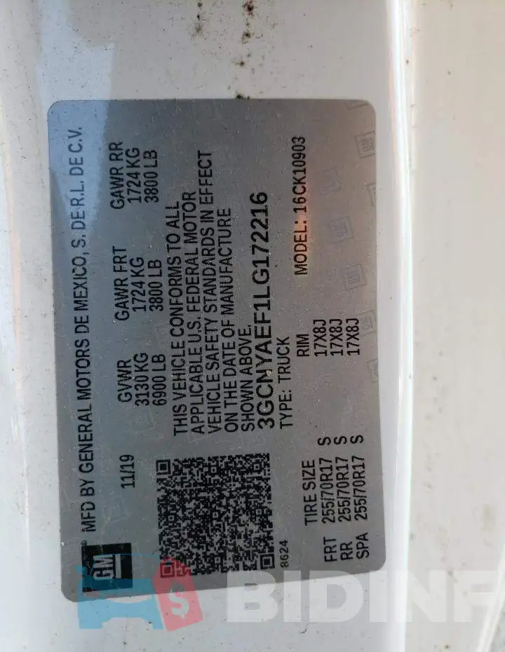 3GCNYAEF1LG172216 Photo# 12