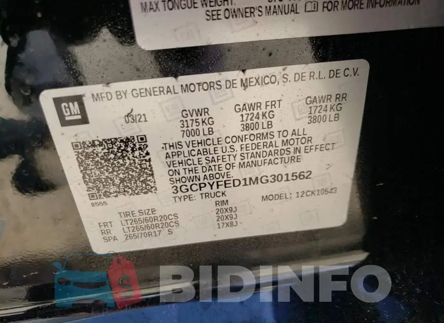 3GCPYFED1MG301562 Photo# 12