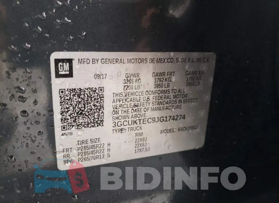 3GCUKTEC9JG174274 Photo# 13