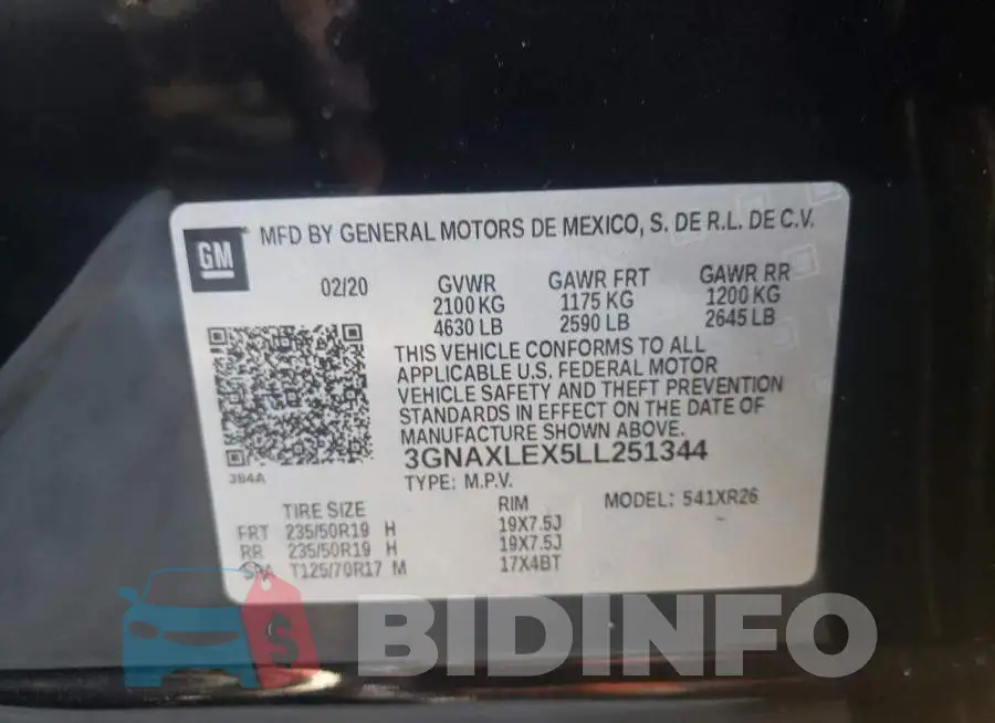 3GNAXLEX5LL251344 Photo# 12