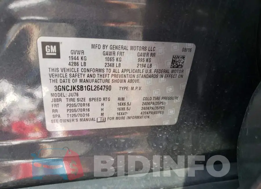 3GNCJKSB1GL264790 Photo# 12