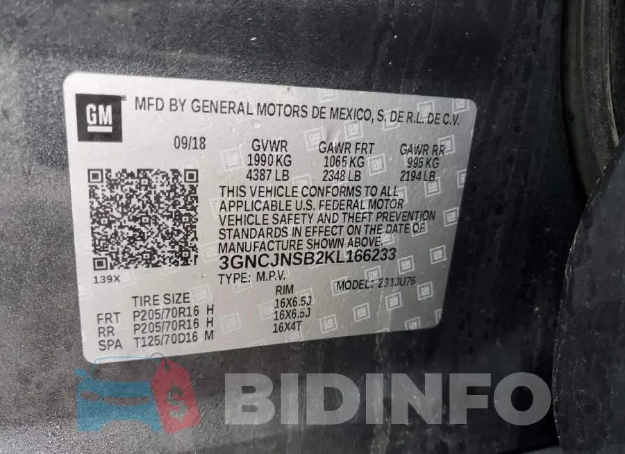 3GNCJNSB2KL166233 Photo# 13