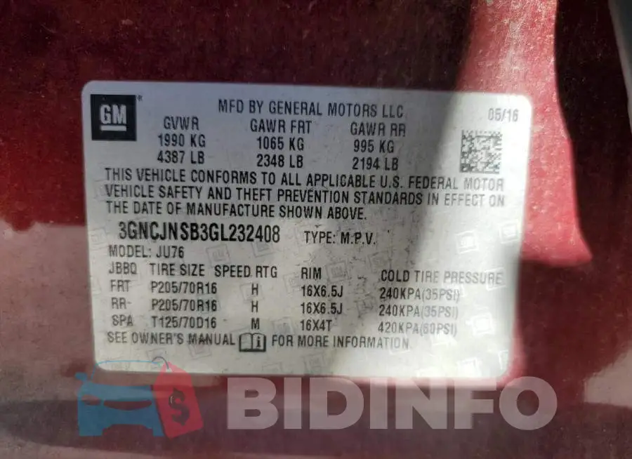 3GNCJNSB3GL232408 Photo# 13