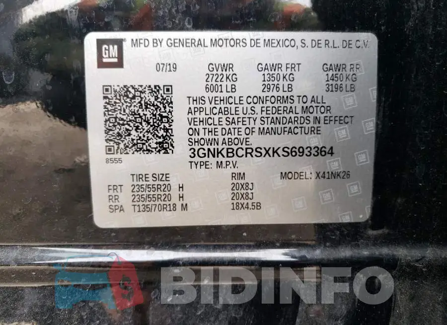 3GNKBCRSXKS693364 Photo# 13