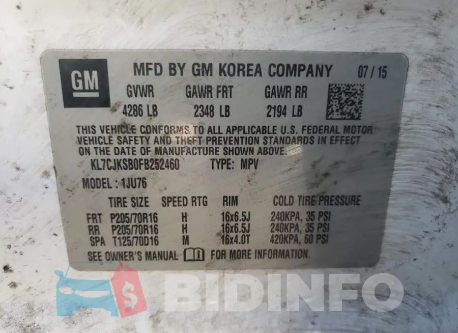 KL7CJKSB0FB252460 Photo# 12