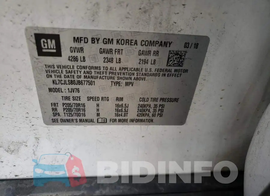 KL7CJLSB0JB677501 Photo# 13