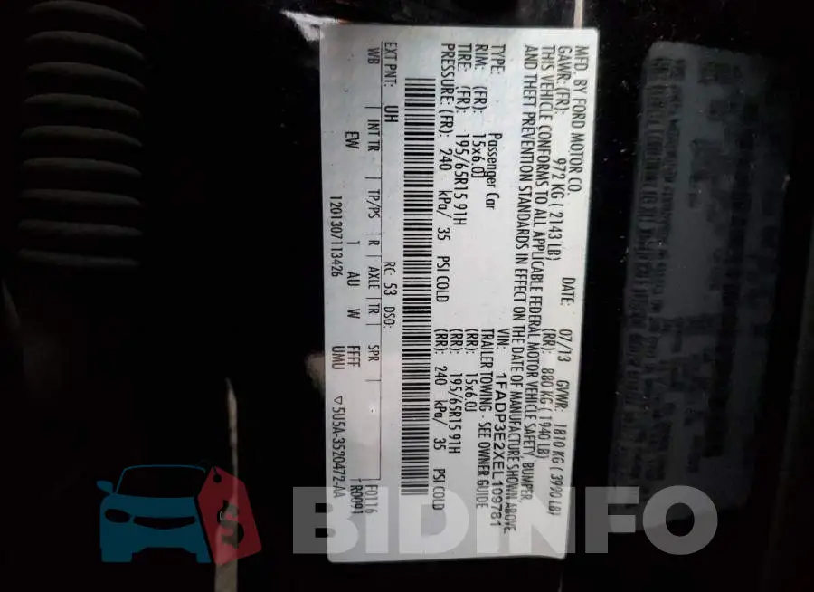 1FADP3E2XEL109781 Photo# 12