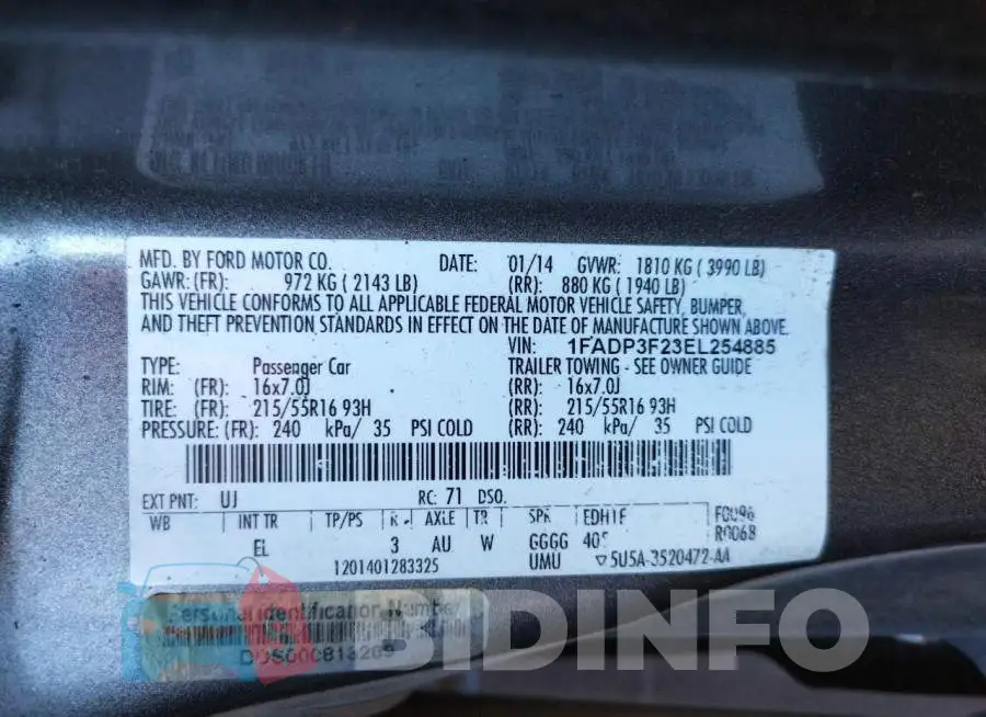 1FADP3F23EL254885 Photo# 12