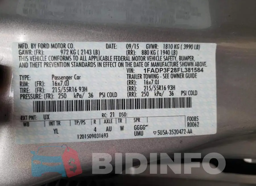 1FADP3F28FL381584 Photo# 12