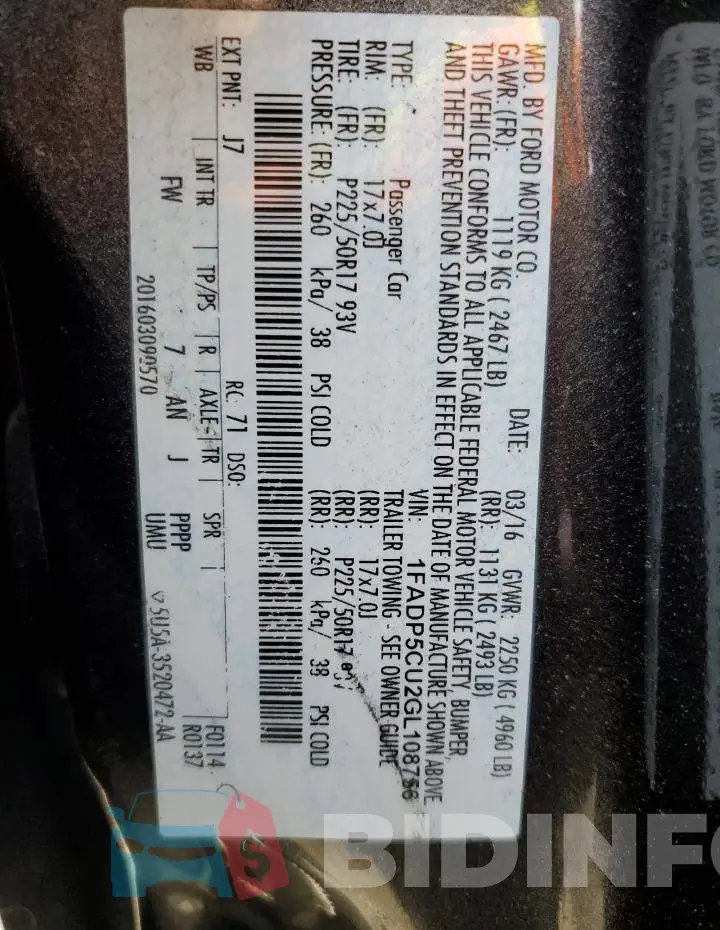 1FADP5CU2GL108756 Photo# 14