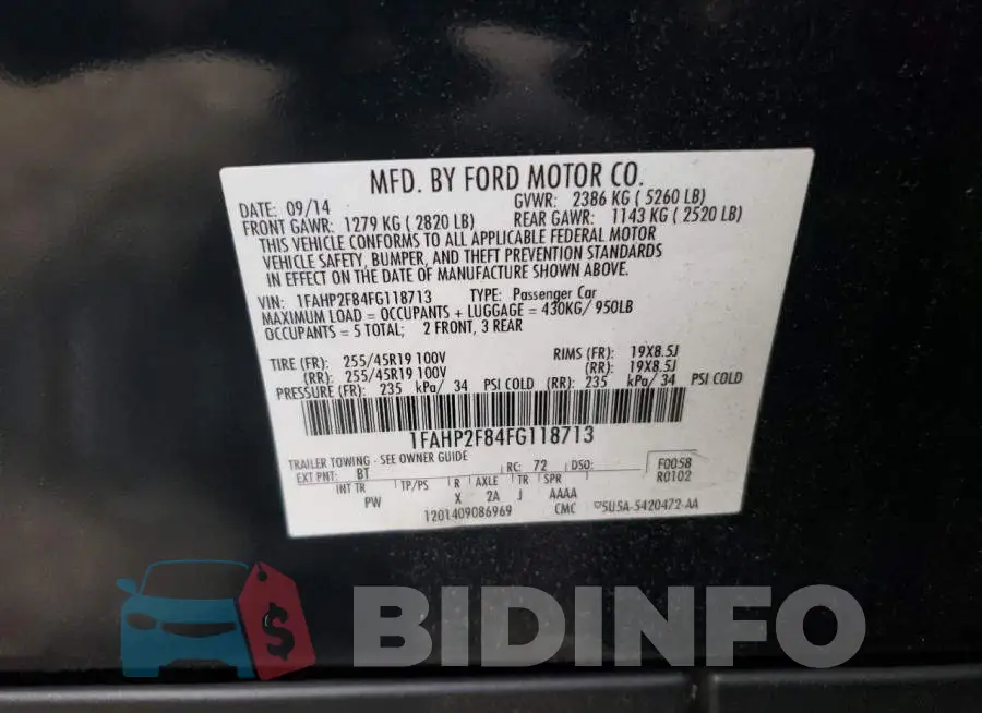 1FAHP2F84FG118713 Photo# 10