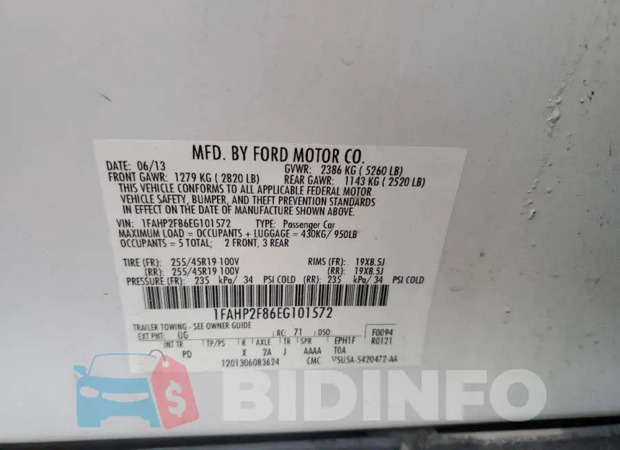 1FAHP2F86EG101572 Photo# 12