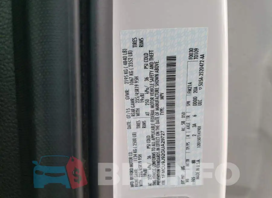 1FMCU9J92GUA29727 Photo# 13