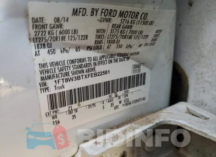 1FT8W3BTXFEB22581 Photo# 12
