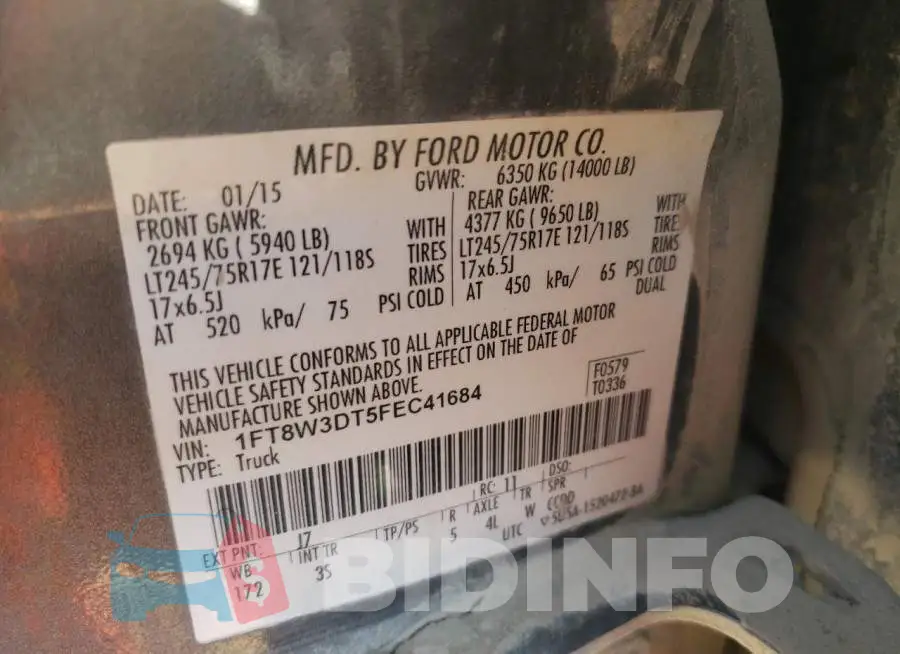 1FT8W3DT5FEC41684 Photo# 10