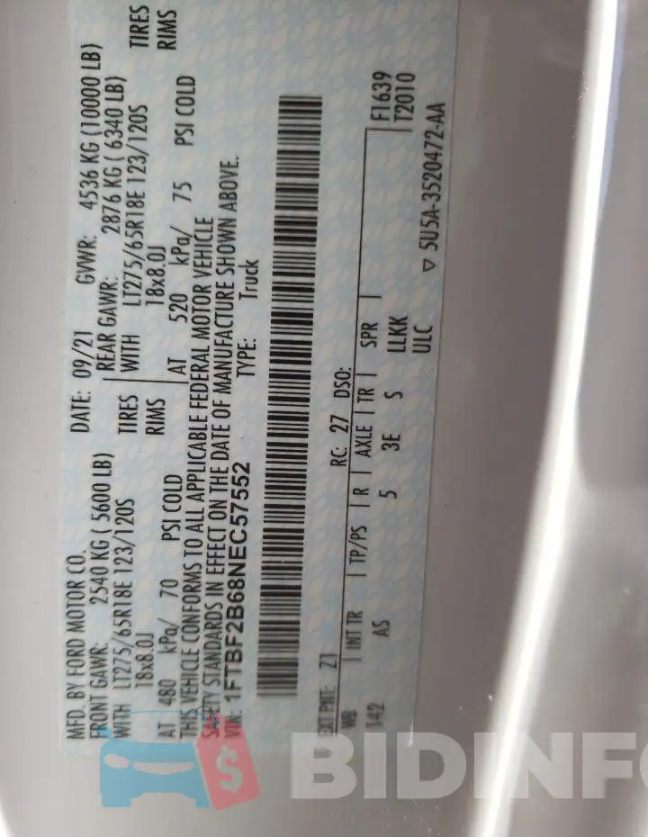 1FTBF2B68NEC57552 Photo# 10
