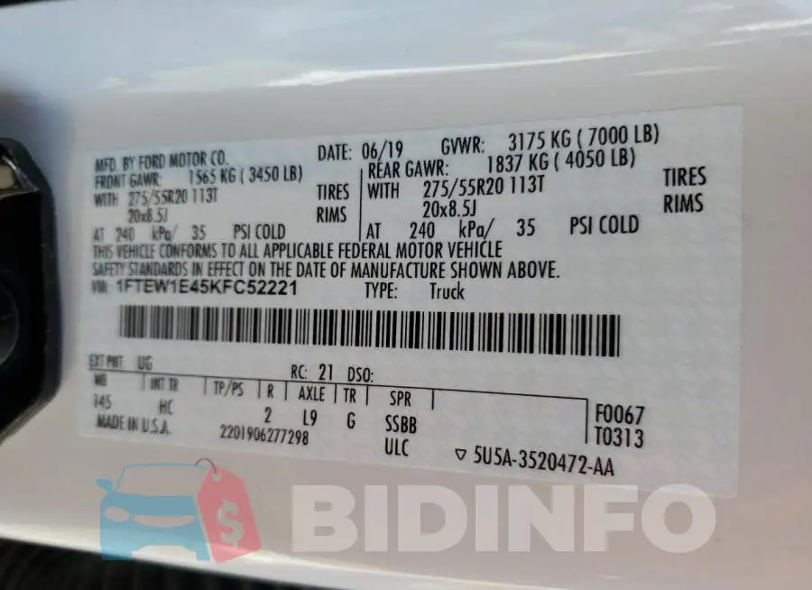 1FTEW1E45KFC52221 Photo# 12