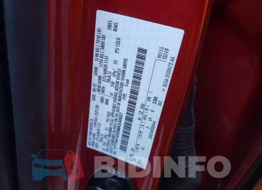 1FTFW1E85MKE40027 Photo# 12