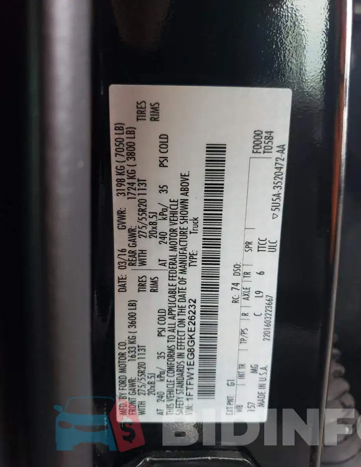 1FTFW1EG8GKE26232 Photo# 12