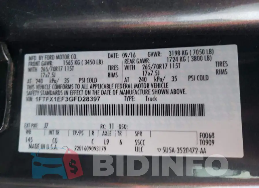 1FTFX1EF3GFD28397 Photo# 12