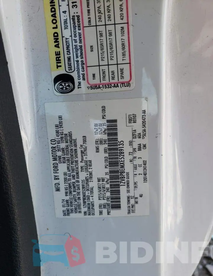 1ZVBP8EMXE5289135 Photo# 12
