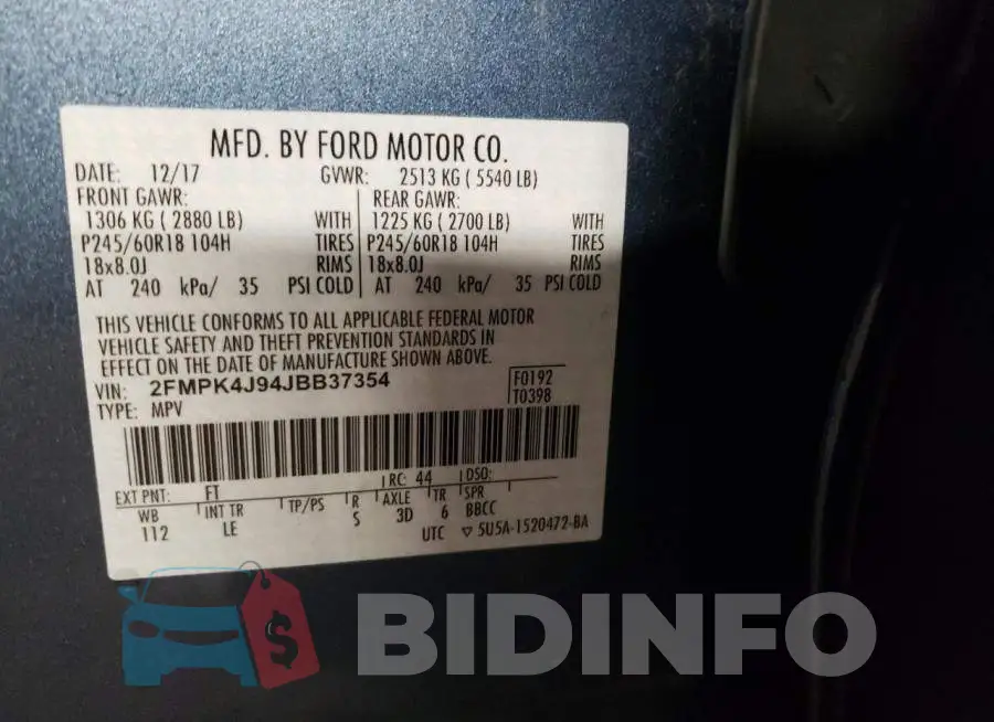 2FMPK4J94JBB37354 Photo# 12