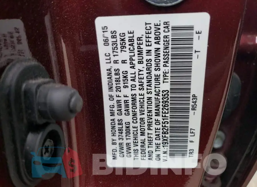 19XFB2F51FE269353 Photo# 12