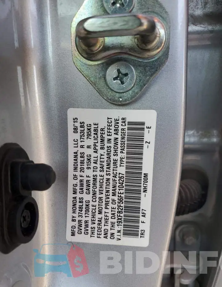 19XFB2F56FE104267 Photo# 13