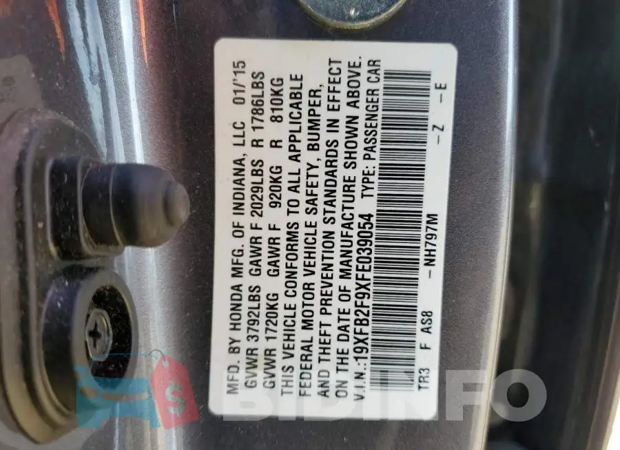 19XFB2F9XFE039054 Photo# 12