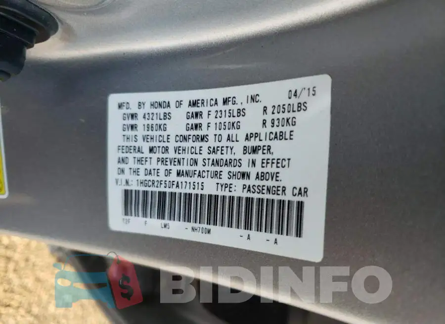 1HGCR2F50FA171515 Photo# 12