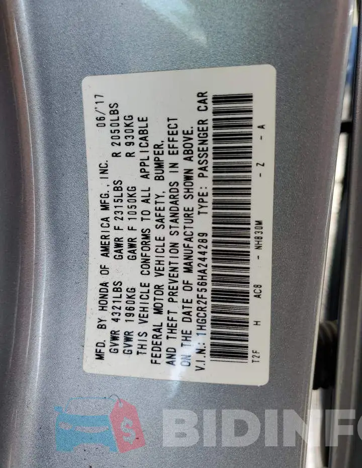 1HGCR2F56HA244289 Photo# 12