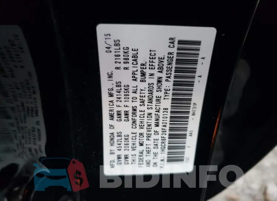 1HGCR6F36FA010138 Photo# 12