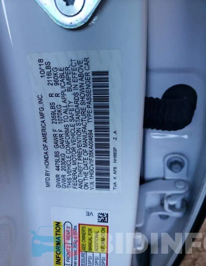 1HGCV1F35KA004694 Photo# 13