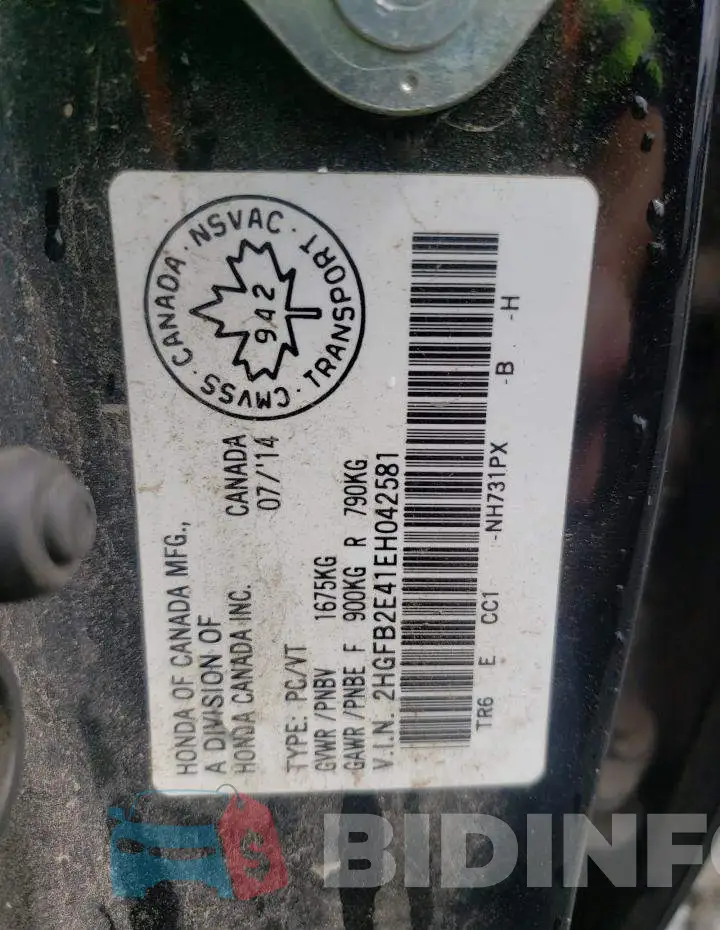 2HGFB2E41EH042581 Photo# 10